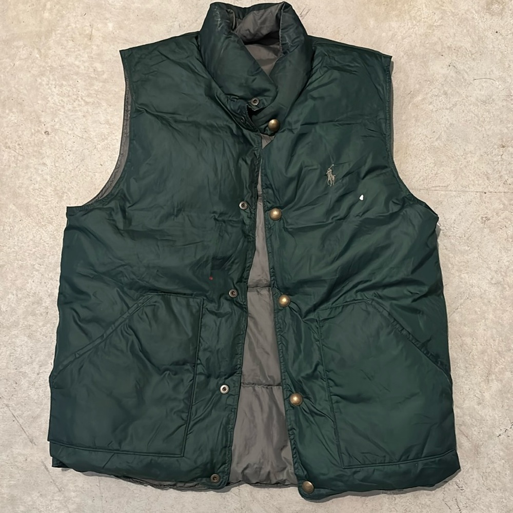 Reversible polo vintage puffer vest